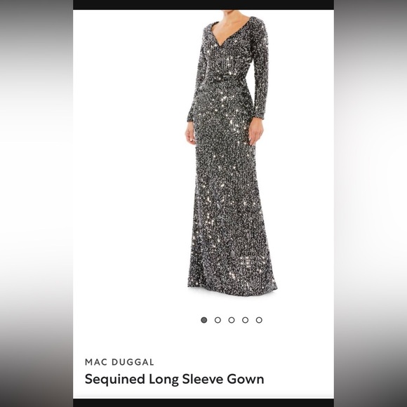 Mac Duggal Silver/Black Sequin Gown - Picture 1 of 2